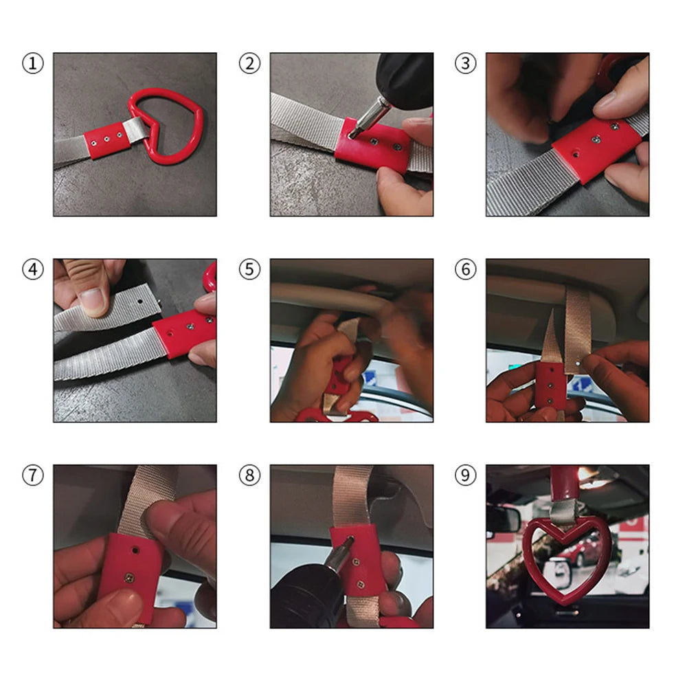 JDM Auto Accessories Cat Tsurikawa Ring Handle Hand Strap Loops Bumper Bus Car Drift Charm Warning Tag