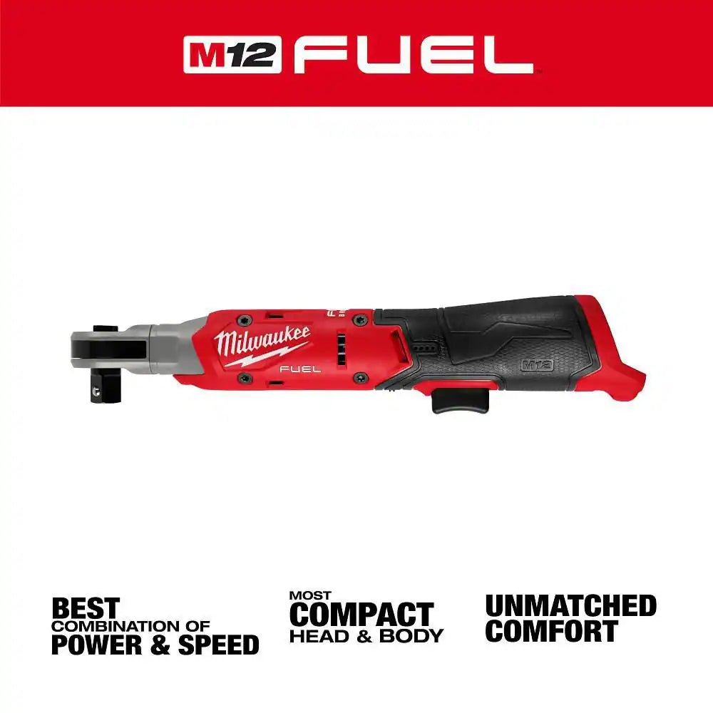 M12 FUEL 12V Lithium-Ion 1/2 In. Compact Cordless Ratchet, & 4. 0Ah (2-Pack)