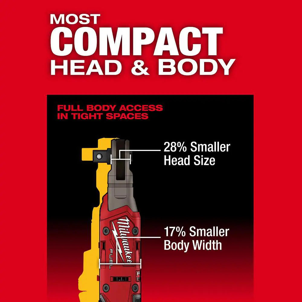M12 FUEL 12V Lithium-Ion 1/2 In. Compact Cordless Ratchet, & 4. 0Ah (2-Pack)