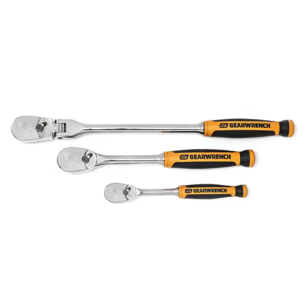 1/4 In. and 3/8 In. Drive 90-Tooth Dual Material Teardrop Ratchet Set (3-Pieces)