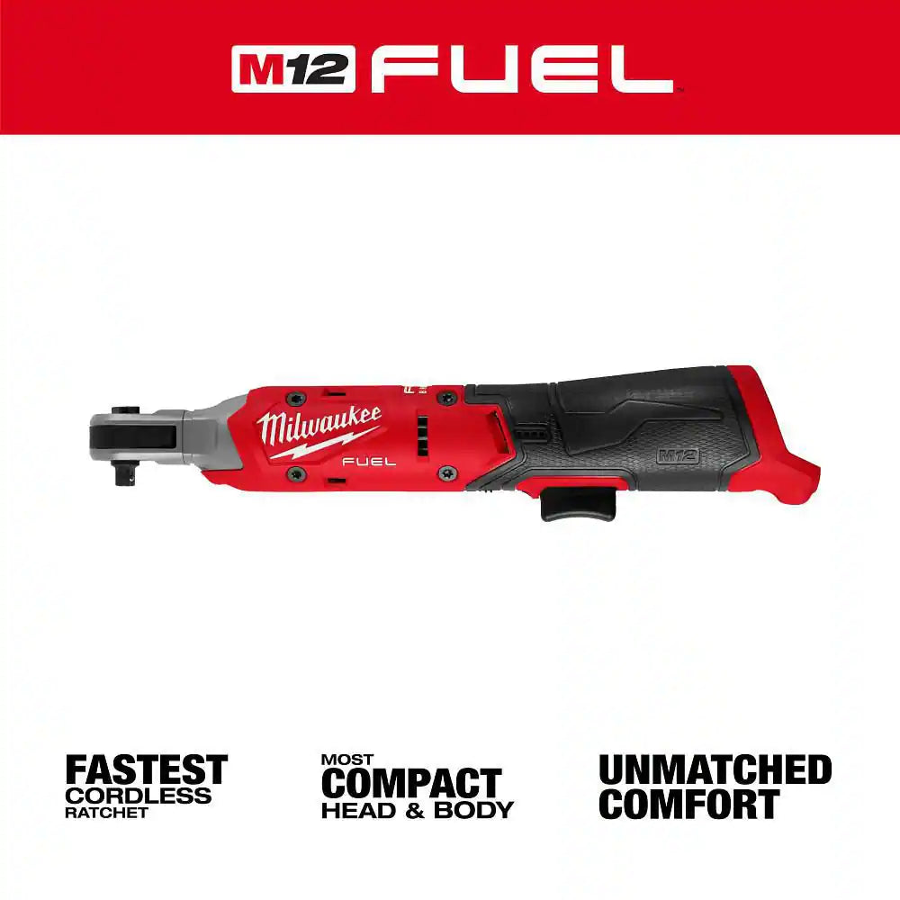 M12 FUEL 12V Lithium-Ion Compact 1/4 In. Cordless Ratchet, & 4. 0Ah (2-Pack)