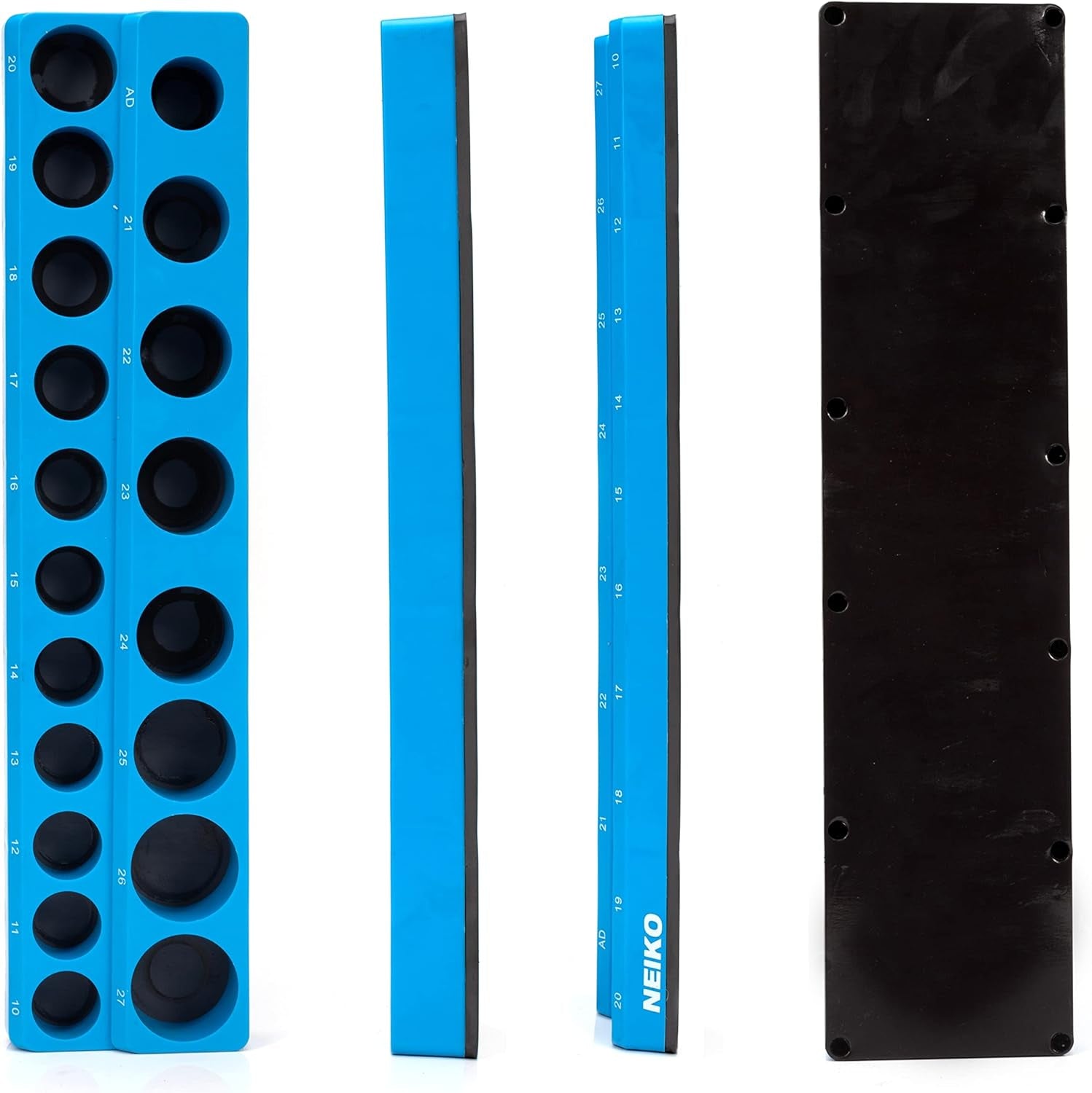 03975A Magnetic Socket Holder, 1/2” Drive, 10Mm-27Mm, Shallow & Deep Sockets Tray, Metric Socket Set Organizer, Socket Organizers for Toolboxes Trays, Scratch Free Mounting, High Visibility