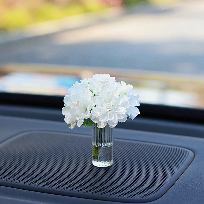 Romantic Artificial Flower Car Interior Decoration Ornament Cute Auto Center Console Decoration Gadgets Car Interior Accessories