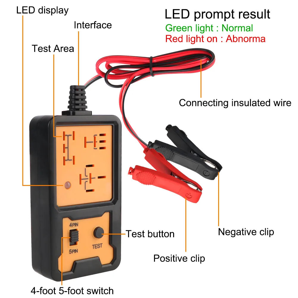 Car Battery Checker Voltage Tester Car Relay Tester Universal 12V LED Indicator Light Automotive Electronic Relay Tester