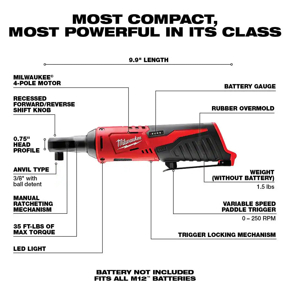 M12 FUEL 12-Volt Lithium-Ion Brushless Cordless 1/4 In. Hex Impact Driver Kit with M12 3/8 In. Ratchet