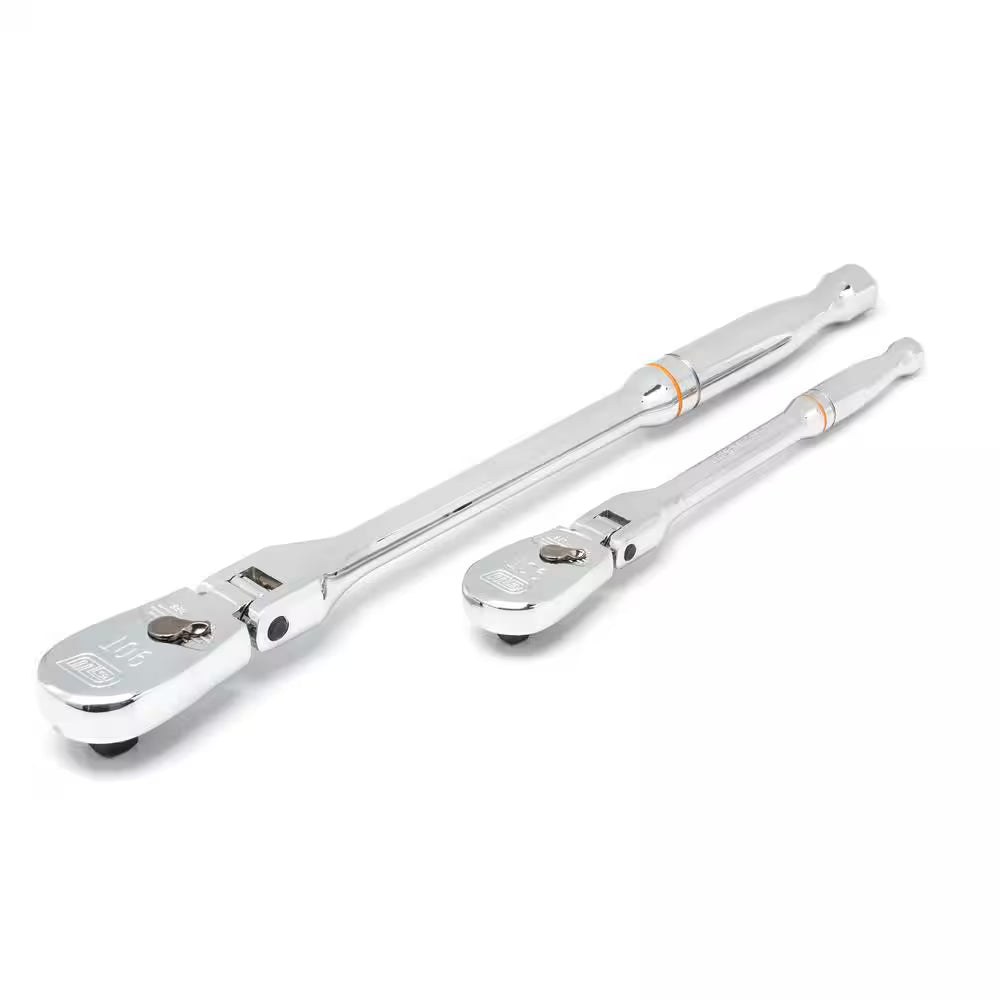 1/4 In. and 3/8 In. Drive 90-Tooth Flex-Head Teardrop Ratchet Set (2-Piece)