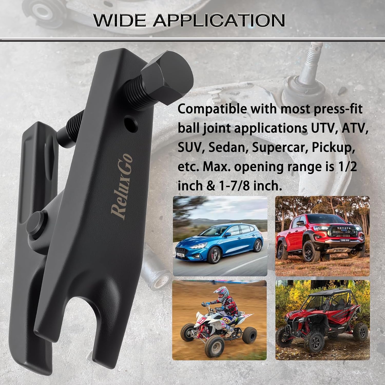 Universal Ball Joint Separator Tool Adjusts from 1-1/2"To 1-7/8", Remover Tool Compatible with Separating Arms, Tie Rods, and Ball Joints on Cars, Trucks, Atvs