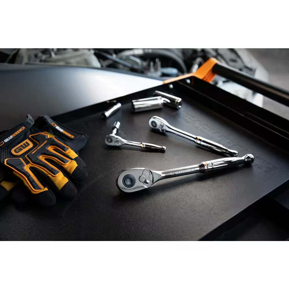 1/4 In., 3/8 In., and 1/2 In. Drive 90-Tooth Quick Release Teardrop Ratchet Set (3-Piece)