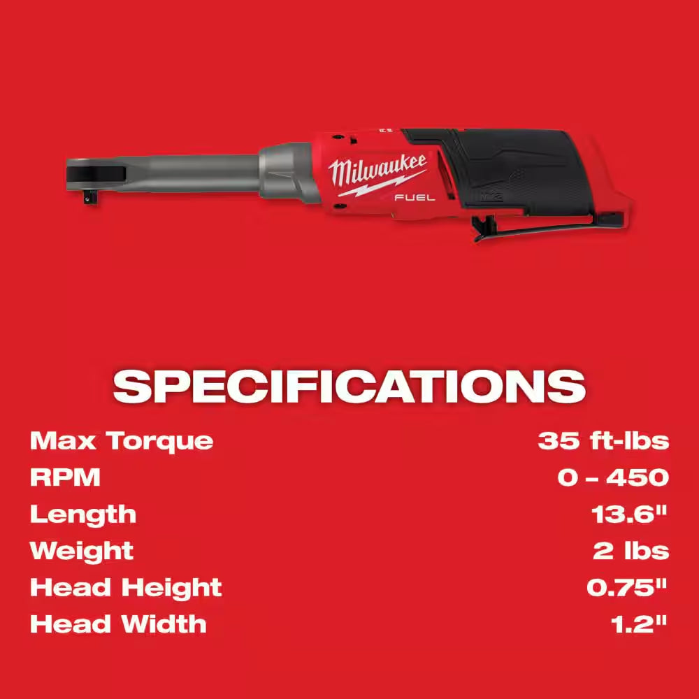 M12 FUEL 12V Lithium-Ion Brushless Cordless 1/4 In. Extended Reach High Speed Ratchet (Tool Only)