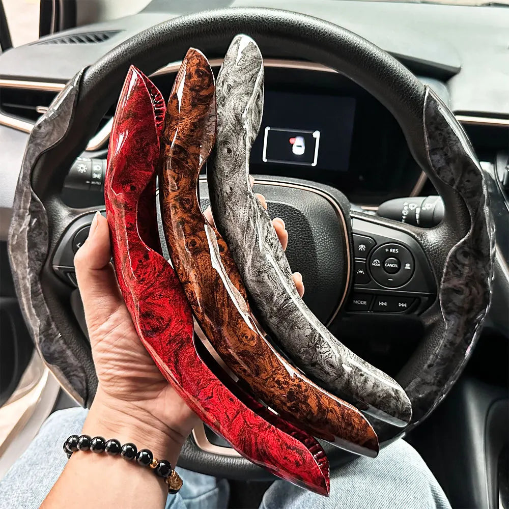 2PCS Carbon Fiber Silicone Car Steering Wheel Cover Custom Anti-Skid Booster Cover Auto Accessories 38Cm for Auto Deco 2024