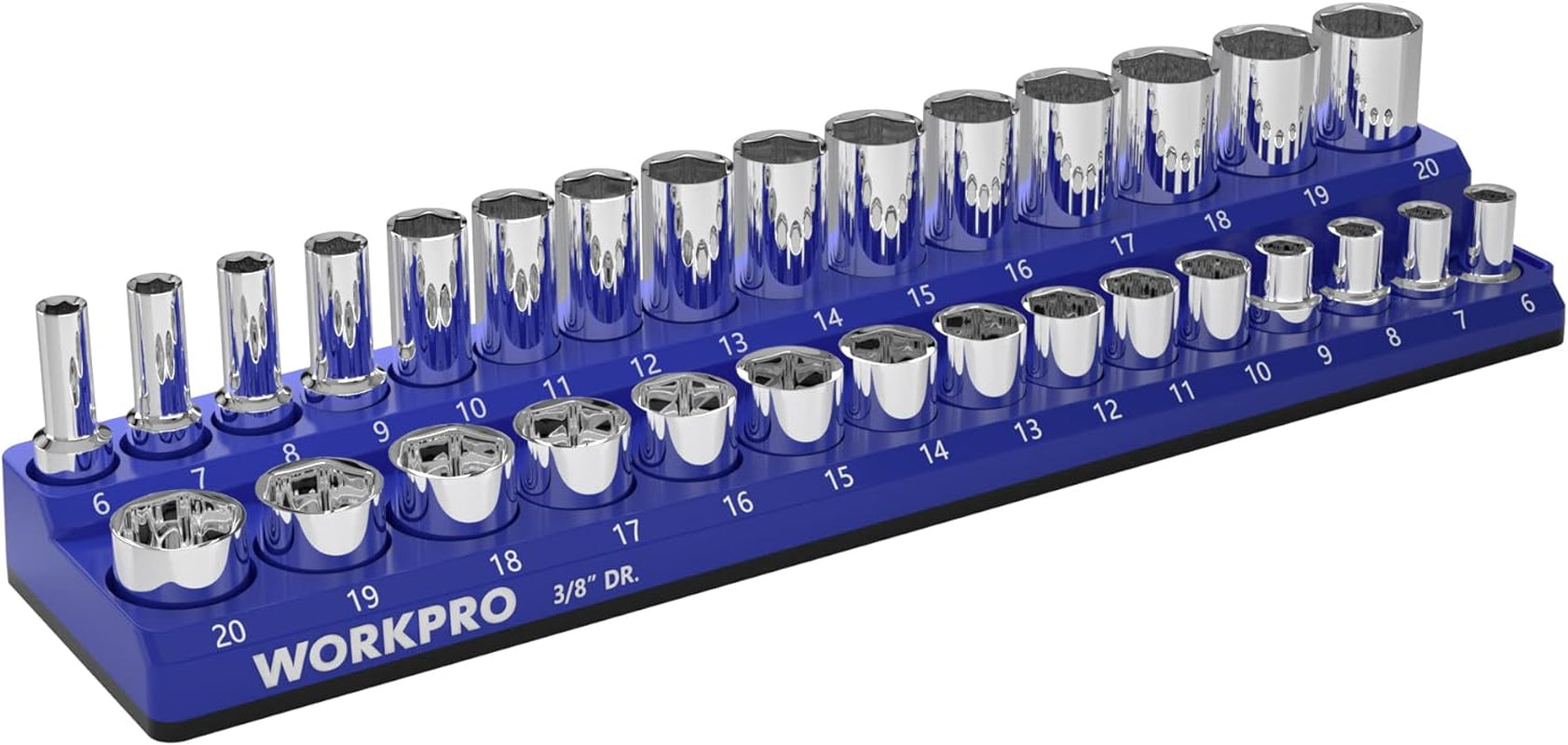 3/8" Metric Magnetic Socket Organizer, Holds 30 Pieces, Standard & Deep Sockets (Sockets Not Included)