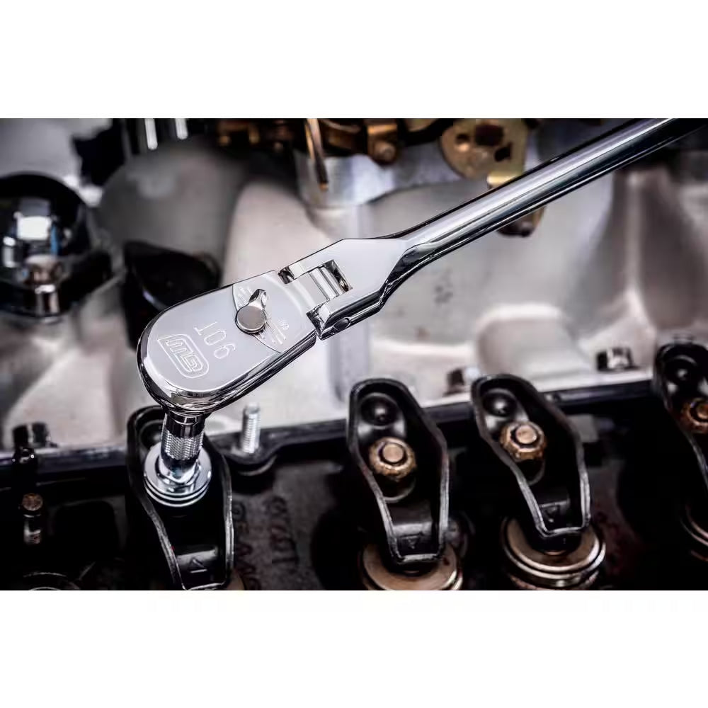 1/4 In. and 3/8 In. Drive 90-Tooth Flex-Head Teardrop Ratchet Set (2-Piece)