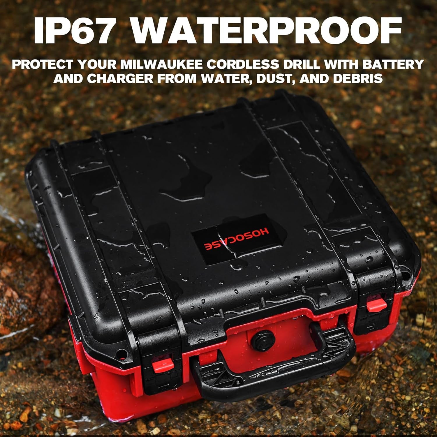 Tool Case for Milwaukee M18 Impact Drill Driver Combo Kit - Tool Box for Milwaukee Power Drill & Impact Set - Battery & Charger (Case Only) (Black & Red)