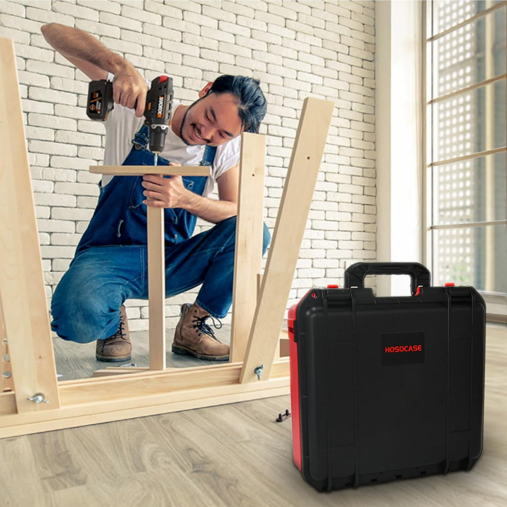 Tool Case for Milwaukee M18 Impact Drill Driver Combo Kit - Tool Box for Milwaukee Power Drill & Impact Set - Battery & Charger (Case Only) (Black & Red)