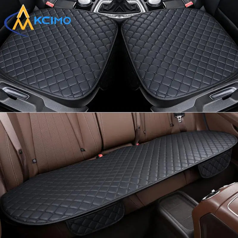 Kcimo Car Seat Covers Set PU Leather Car Seat Protector Interior Auto Seats Cushion Mats Chair Carpet Pads Car Accessories