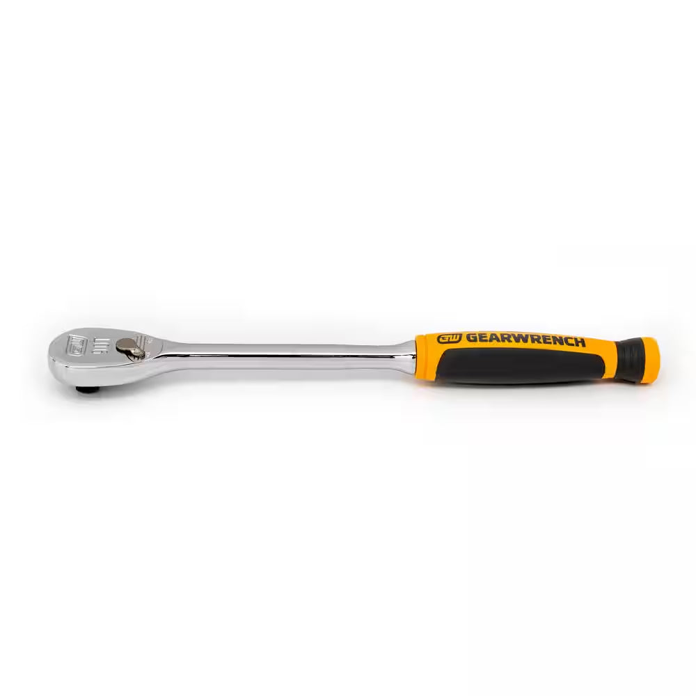 1/4 In. Drive 90-Tooth Long Handle Dual Material Teardrop Ratchet