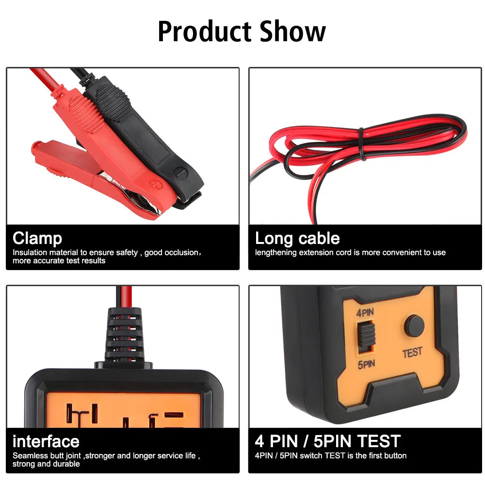 Car Battery Checker Voltage Tester Car Relay Tester Universal 12V LED Indicator Light Automotive Electronic Relay Tester