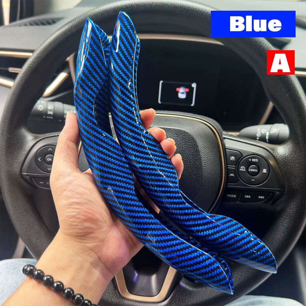 2PCS Carbon Fiber Silicone Car Steering Wheel Cover Custom Anti-Skid Booster Cover Auto Accessories 38Cm for Auto Deco 2024