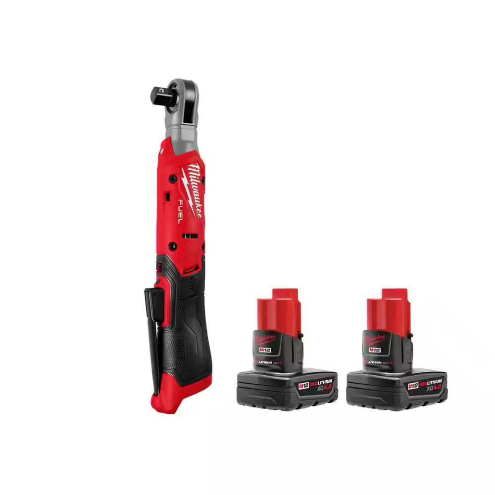 M12 FUEL 12V Lithium-Ion 1/2 In. Compact Cordless Ratchet, & 4. 0Ah (2-Pack)