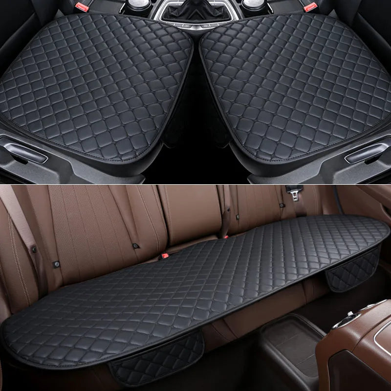 Kcimo Car Seat Covers Set PU Leather Car Seat Protector Interior Auto Seats Cushion Mats Chair Carpet Pads Car Accessories