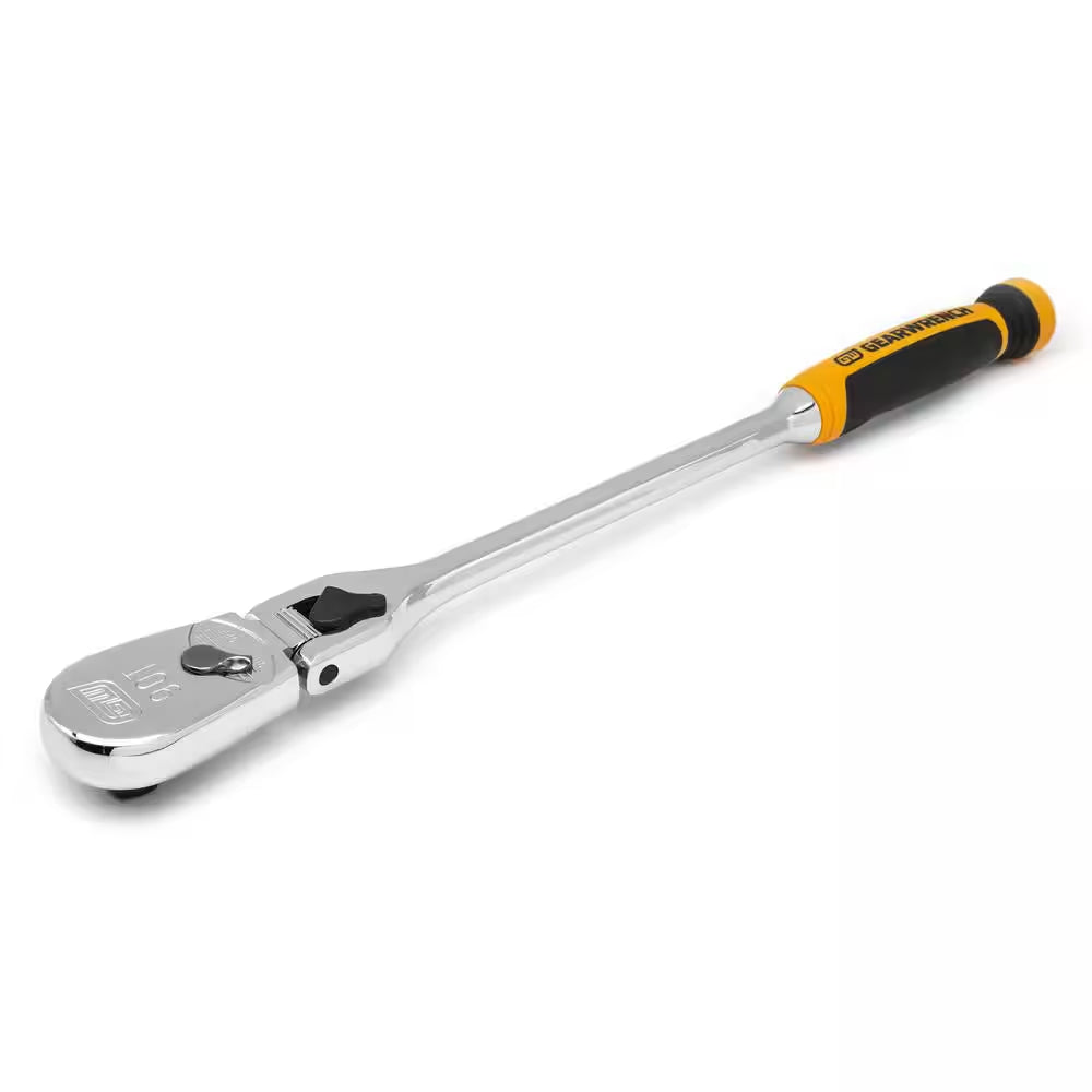 1/2 In. Drive 90-Tooth Dual Material Locking Flex Head Teardrop Ratchet with 17 In. Handle