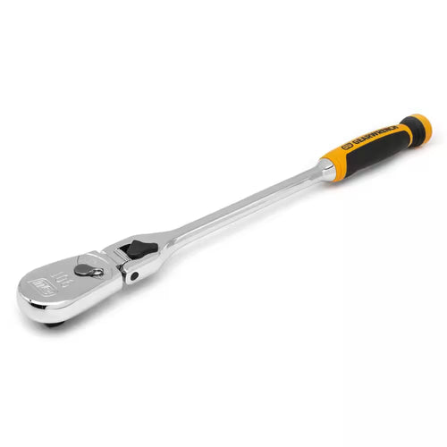 1/2 In. Drive 90-Tooth Dual Material Locking Flex Head Teardrop Ratchet with 17 In. Handle