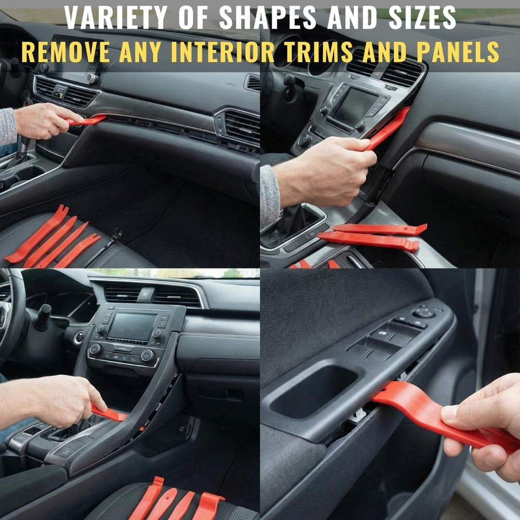 Auto Trim Removal Tool Set (No Scratch Plastic Pry Tool Kit) - Auto Trim Tool Kit Car Tools, Easy Door Panel Removal Tool, Fastener Removal, Clip, Molding, Dashboards, Interior Trim Tools