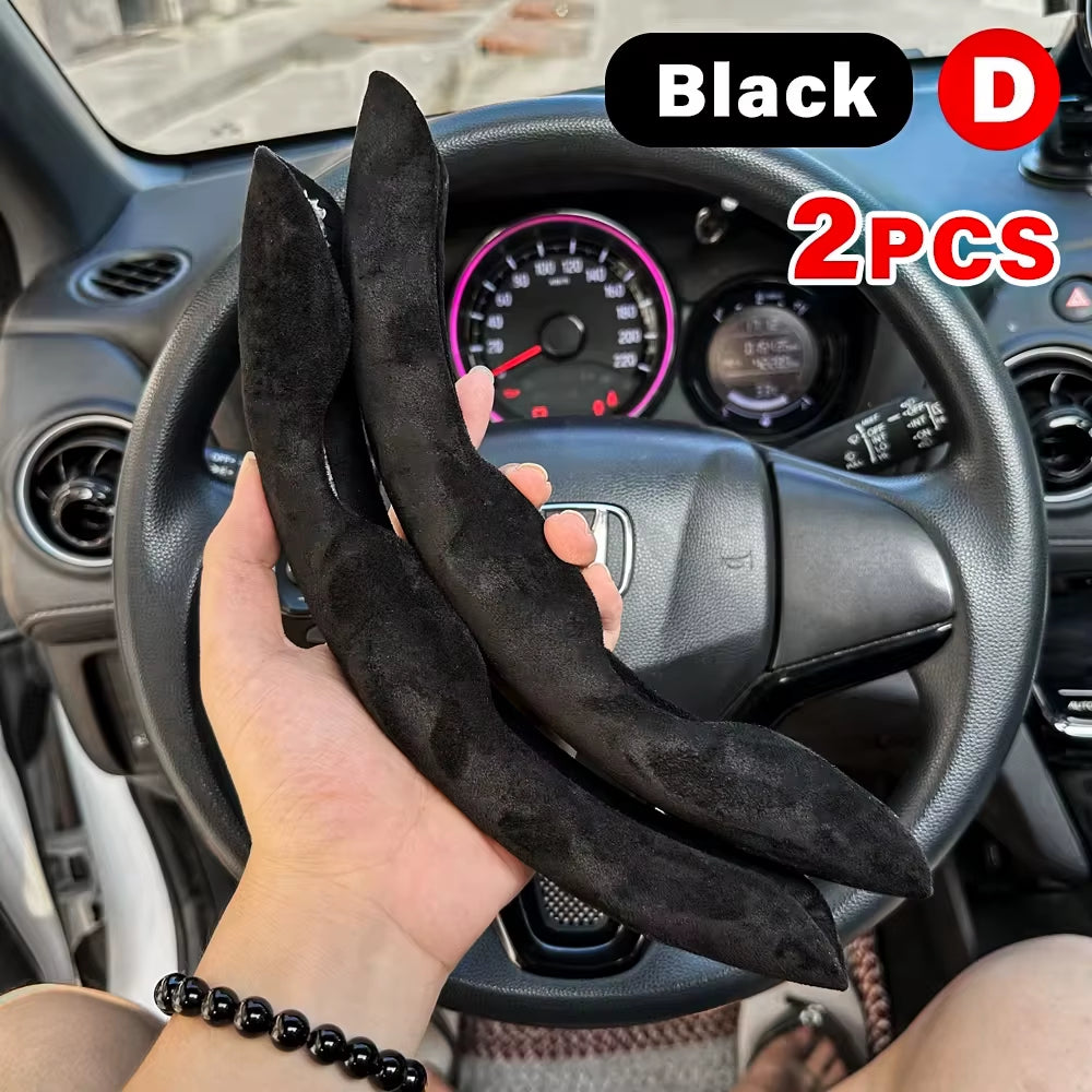 2PCS Carbon Fiber Silicone Car Steering Wheel Cover Custom Anti-Skid Booster Cover Auto Accessories 38Cm for Auto Deco 2024
