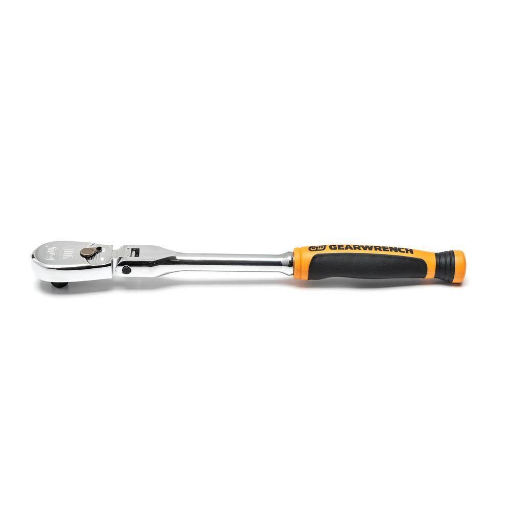 1/4 In. Drive 90-Tooth Dual Material Flex Head Teardrop Ratchet