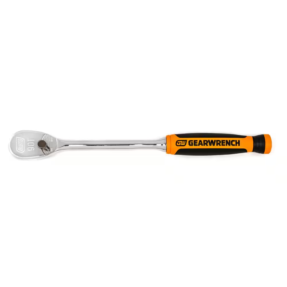 1/4 In. Drive 90-Tooth Long Handle Dual Material Teardrop Ratchet