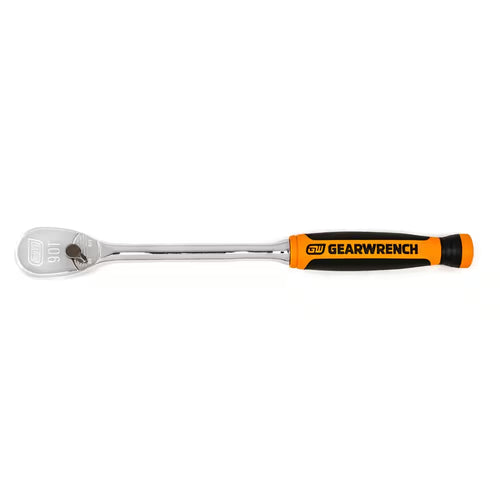 1/4 In. Drive 90-Tooth Long Handle Dual Material Teardrop Ratchet