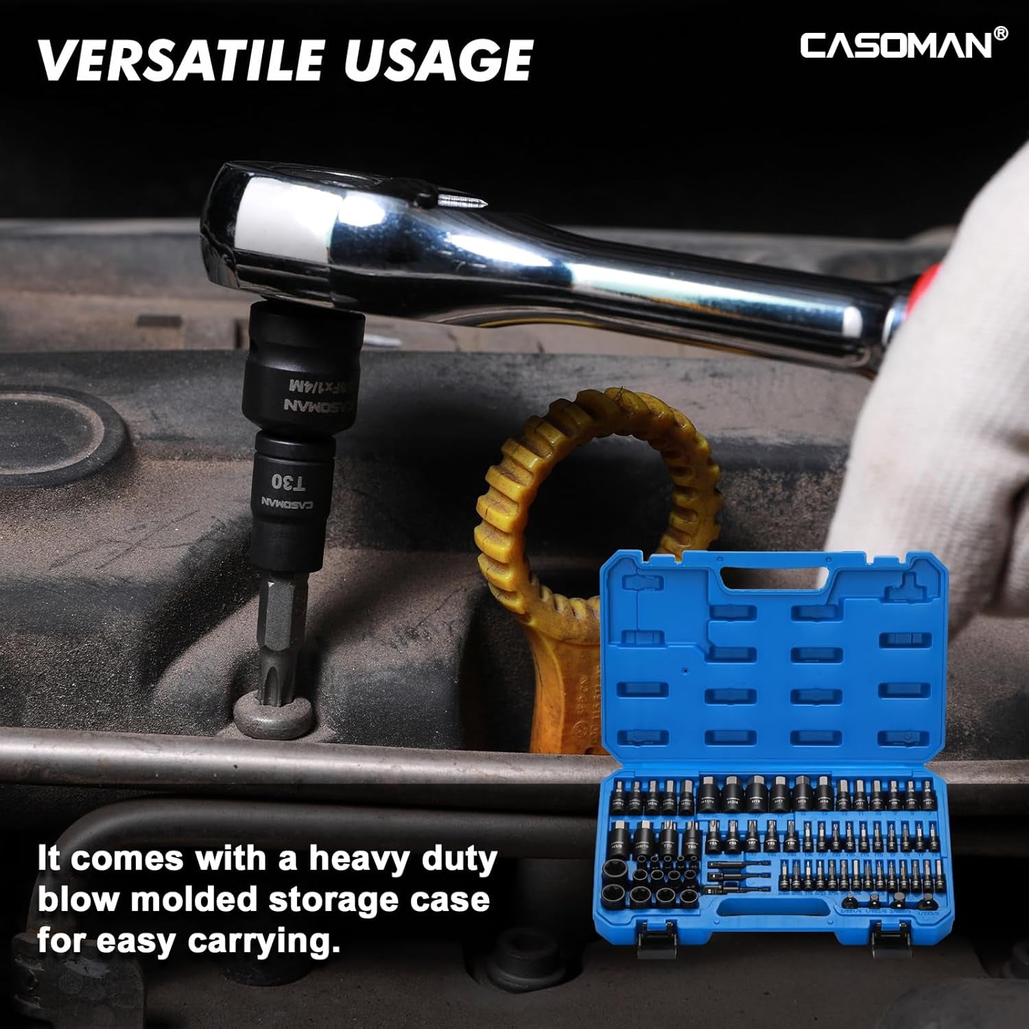 71-Piece Master Hex & Torx Bit Socket Set, 1/4" & 3/8" & 1/2" Drive, Metric/Sae Hex Bit Sockets, Star Bit Sockets (T6 - T70), E-Torx Sockets (E4 - E24), with Storage Case