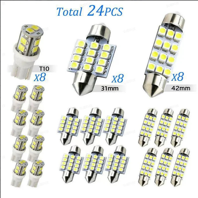 42Pcs LED Car Interior Lights T10 6000K SMD LED Replacement License Plate/Reading Light Bulbs Xenon White Interior Light