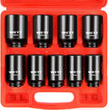 1/2" Drive Deep Large Impact Socket Set, 9-Piece Spindle Axle Nut Metric 6 Point Sockets Set, CR-V, 29Mm-38Mm