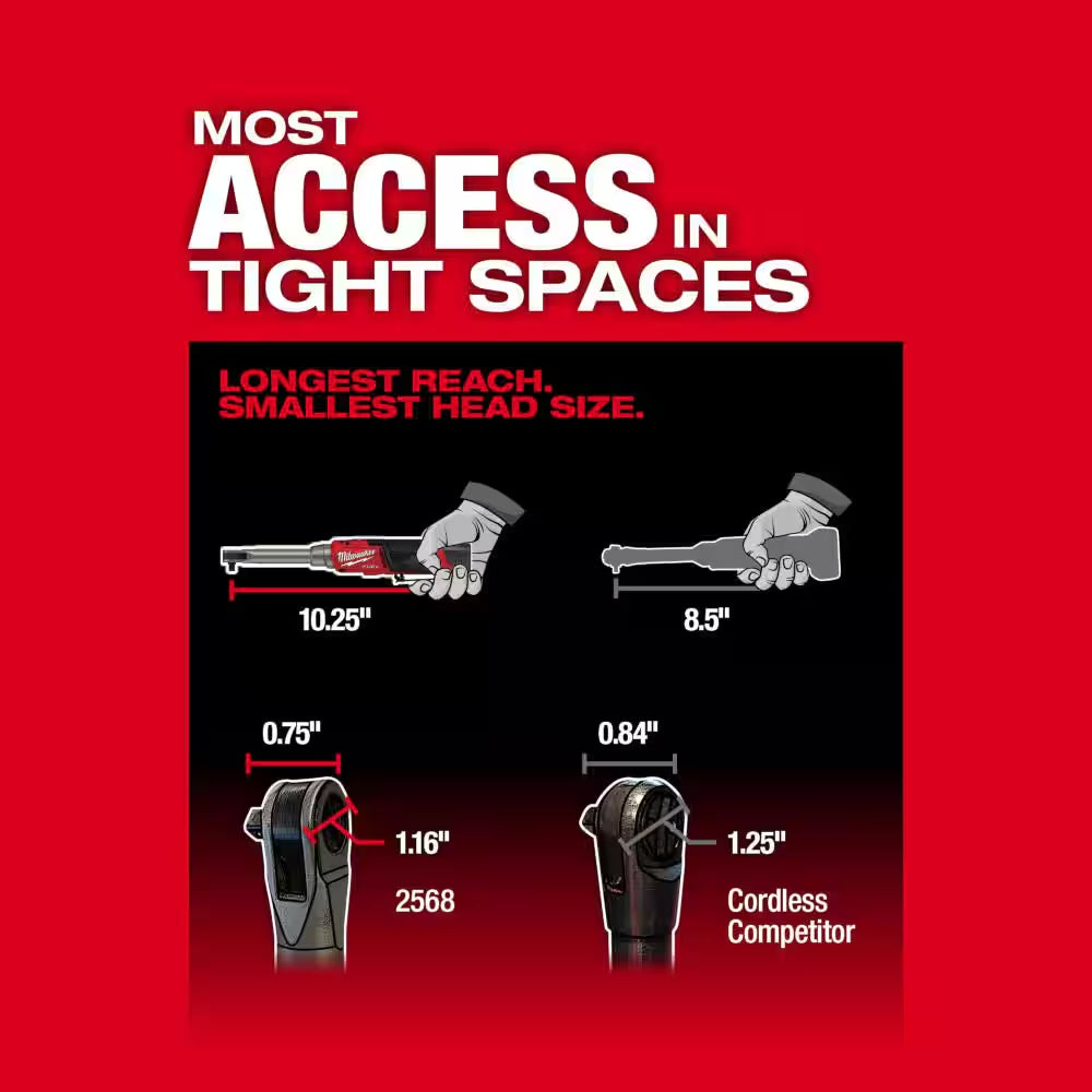 M12 FUEL 12V Lithium-Ion Brushless Cordless 1/4 In. Extended Reach High Speed Ratchet (Tool Only)