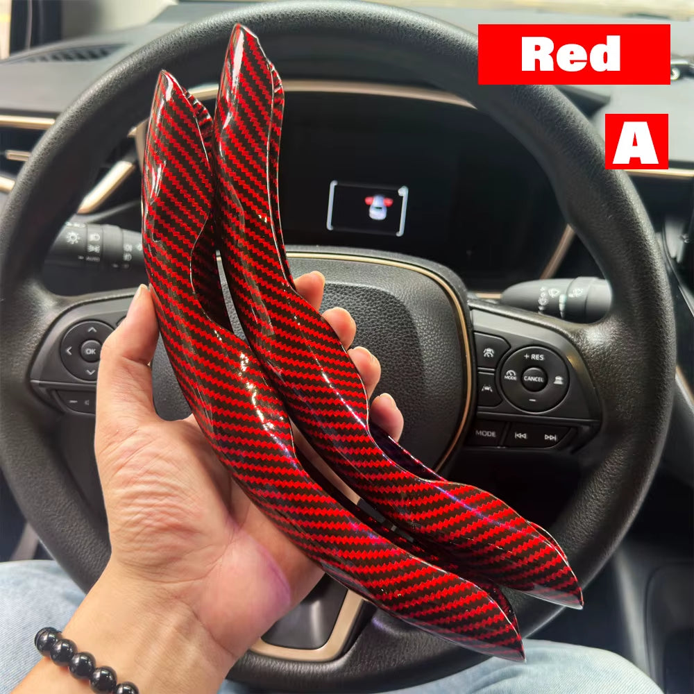 2PCS Carbon Fiber Silicone Car Steering Wheel Cover Custom Anti-Skid Booster Cover Auto Accessories 38Cm for Auto Deco 2024