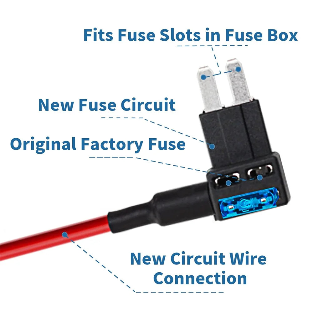 Upgraded Micro 2 Fuse Tap Adapter - Add a Circuit Fuse Tap 12V, Fuse Tap Adapter and 15AMP Fuses, Micro 2 Fuse Connector