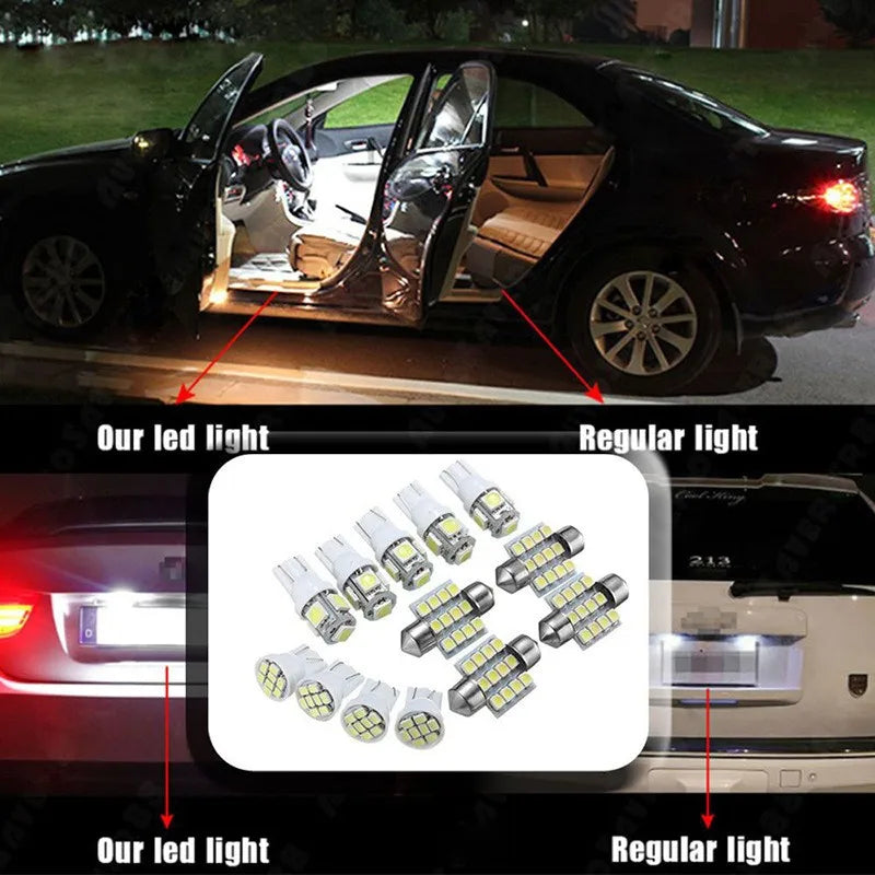 42Pcs LED Car Interior Lights T10 6000K SMD LED Replacement License Plate/Reading Light Bulbs Xenon White Interior Light