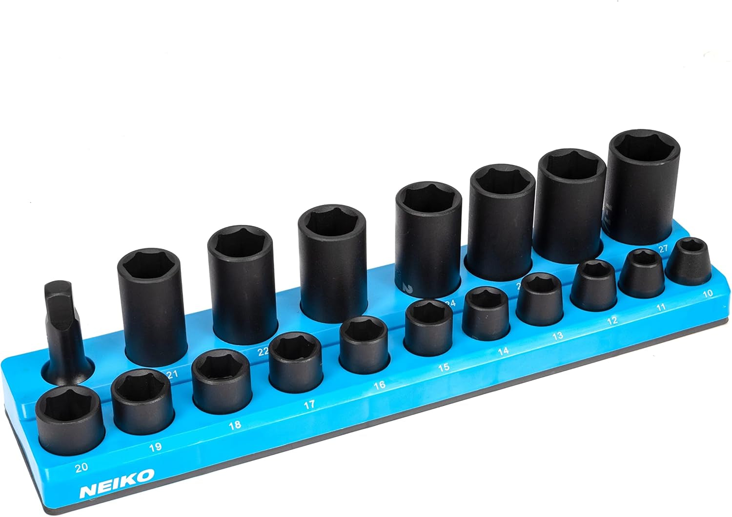 03975A Magnetic Socket Holder, 1/2” Drive, 10Mm-27Mm, Shallow & Deep Sockets Tray, Metric Socket Set Organizer, Socket Organizers for Toolboxes Trays, Scratch Free Mounting, High Visibility