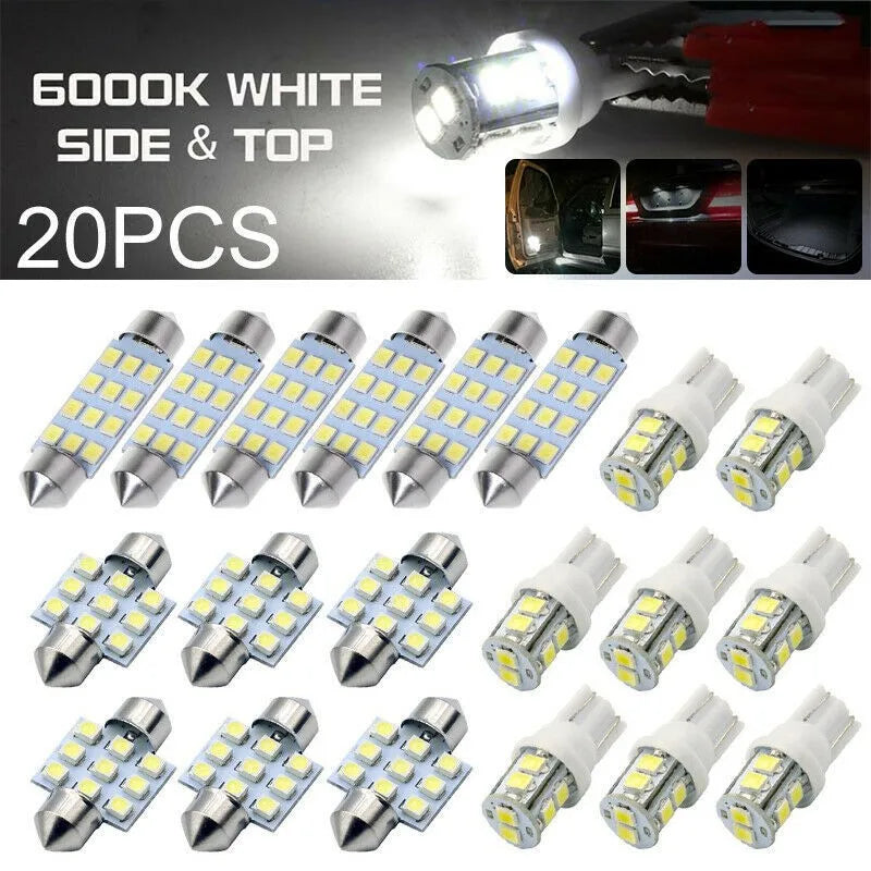42Pcs LED Car Interior Lights T10 6000K SMD LED Replacement License Plate/Reading Light Bulbs Xenon White Interior Light