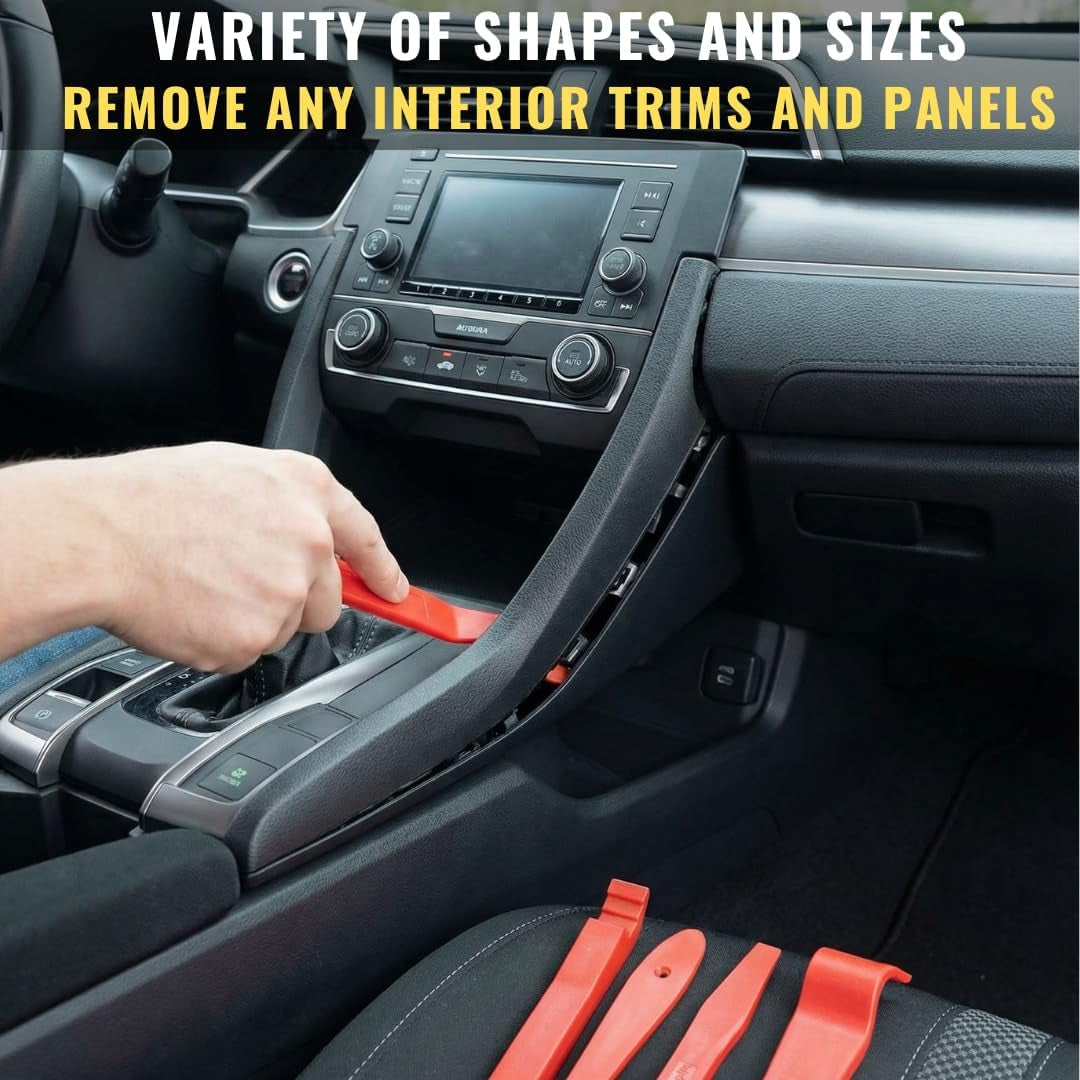 Auto Trim Removal Tool Set (No Scratch Plastic Pry Tool Kit) - Auto Trim Tool Kit Car Tools, Easy Door Panel Removal Tool, Fastener Removal, Clip, Molding, Dashboards, Interior Trim Tools