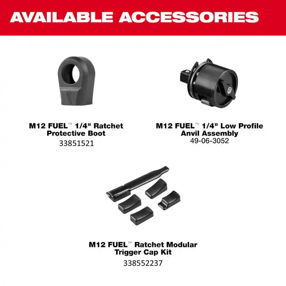 M12 FUEL 12V Lithium-Ion Compact 1/4 In. Cordless Ratchet, & 4. 0Ah (2-Pack)
