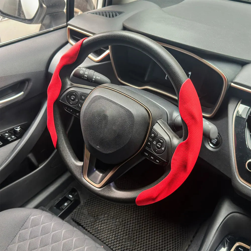 2PCS Carbon Fiber Silicone Car Steering Wheel Cover Custom Anti-Skid Booster Cover Auto Accessories 38Cm for Auto Deco 2024