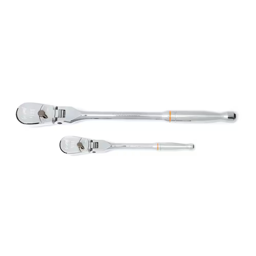 1/4 In. and 3/8 In. Drive 90-Tooth Flex-Head Teardrop Ratchet Set (2-Piece)