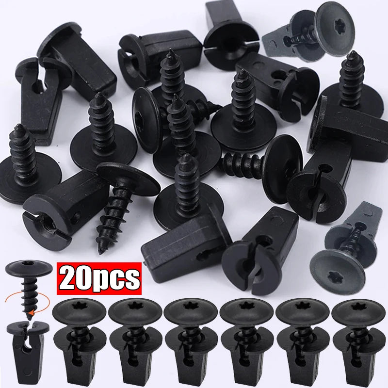 1/20Pcs Car Fastener Snap Screws Kit Auto Fender Lining Retainer Snap Door Panel Metal Fastener Clips Rivet Set Auto Accessories