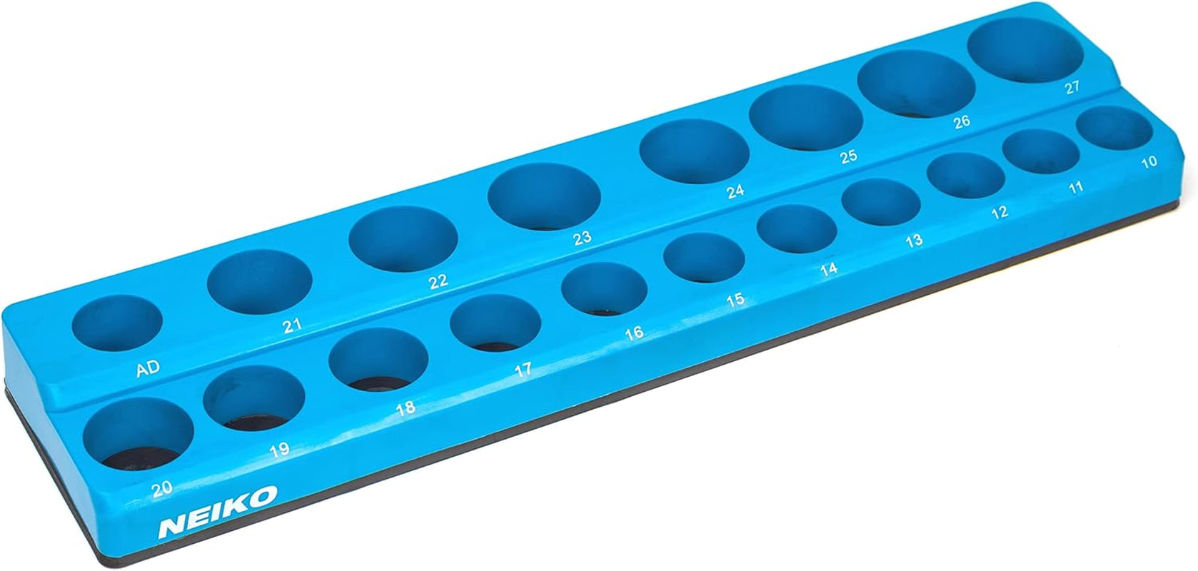 03975A Magnetic Socket Holder, 1/2” Drive, 10Mm-27Mm, Shallow & Deep Sockets Tray, Metric Socket Set Organizer, Socket Organizers for Toolboxes Trays, Scratch Free Mounting, High Visibility