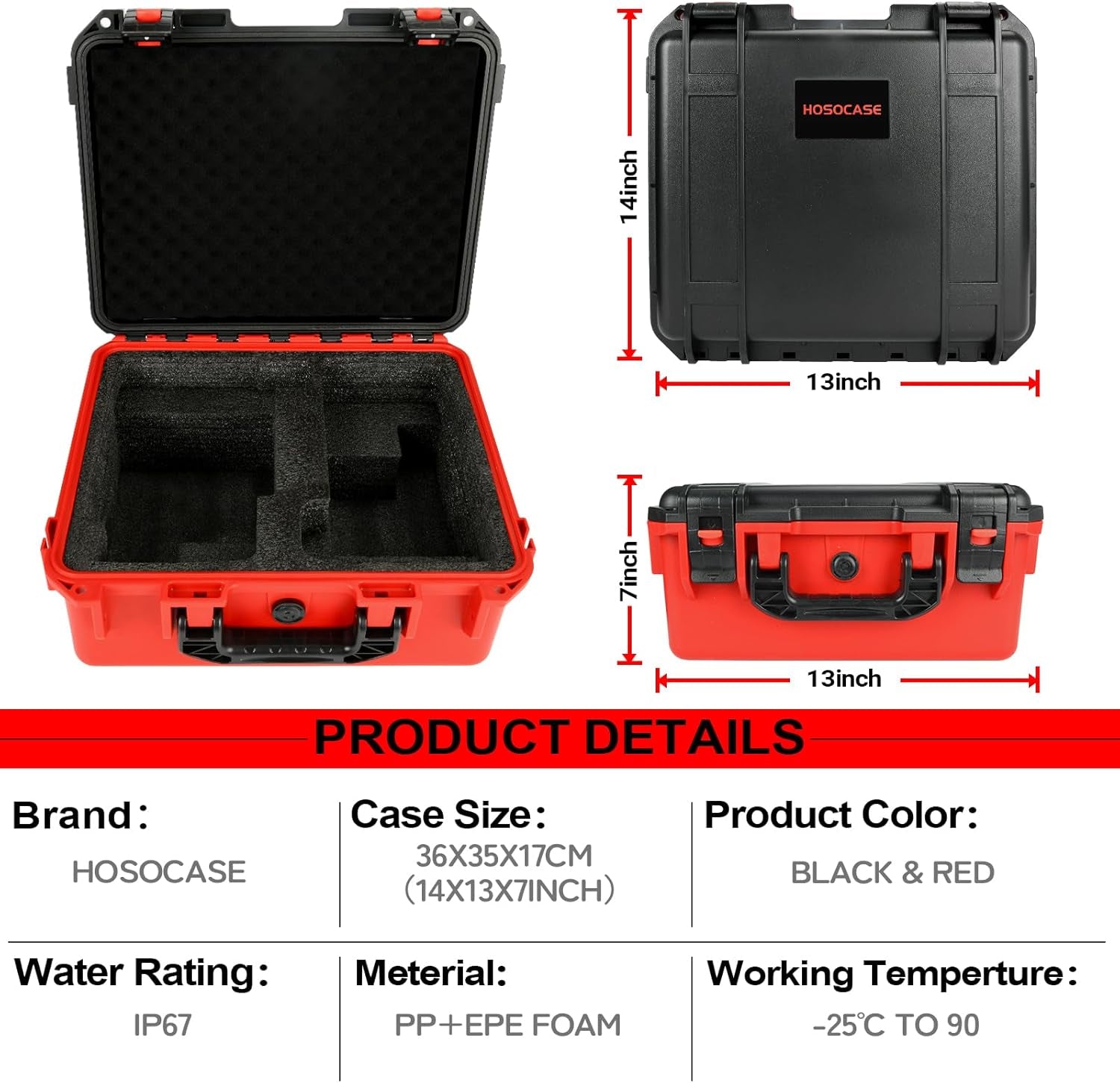 Tool Case for Milwaukee M18 Impact Drill Driver Combo Kit - Tool Box for Milwaukee Power Drill & Impact Set - Battery & Charger (Case Only) (Black & Red)