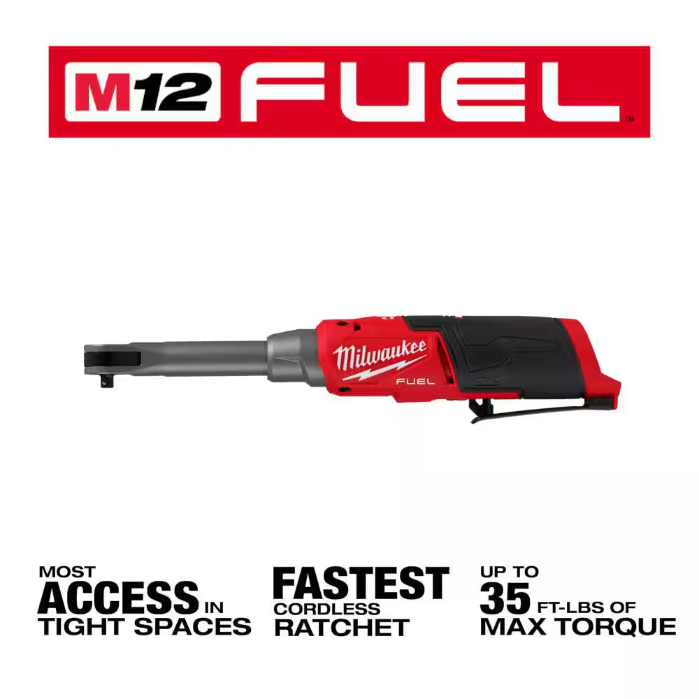 M12 FUEL 12V Lithium-Ion Brushless Cordless 1/4 In. Extended Reach High Speed Ratchet (Tool Only)