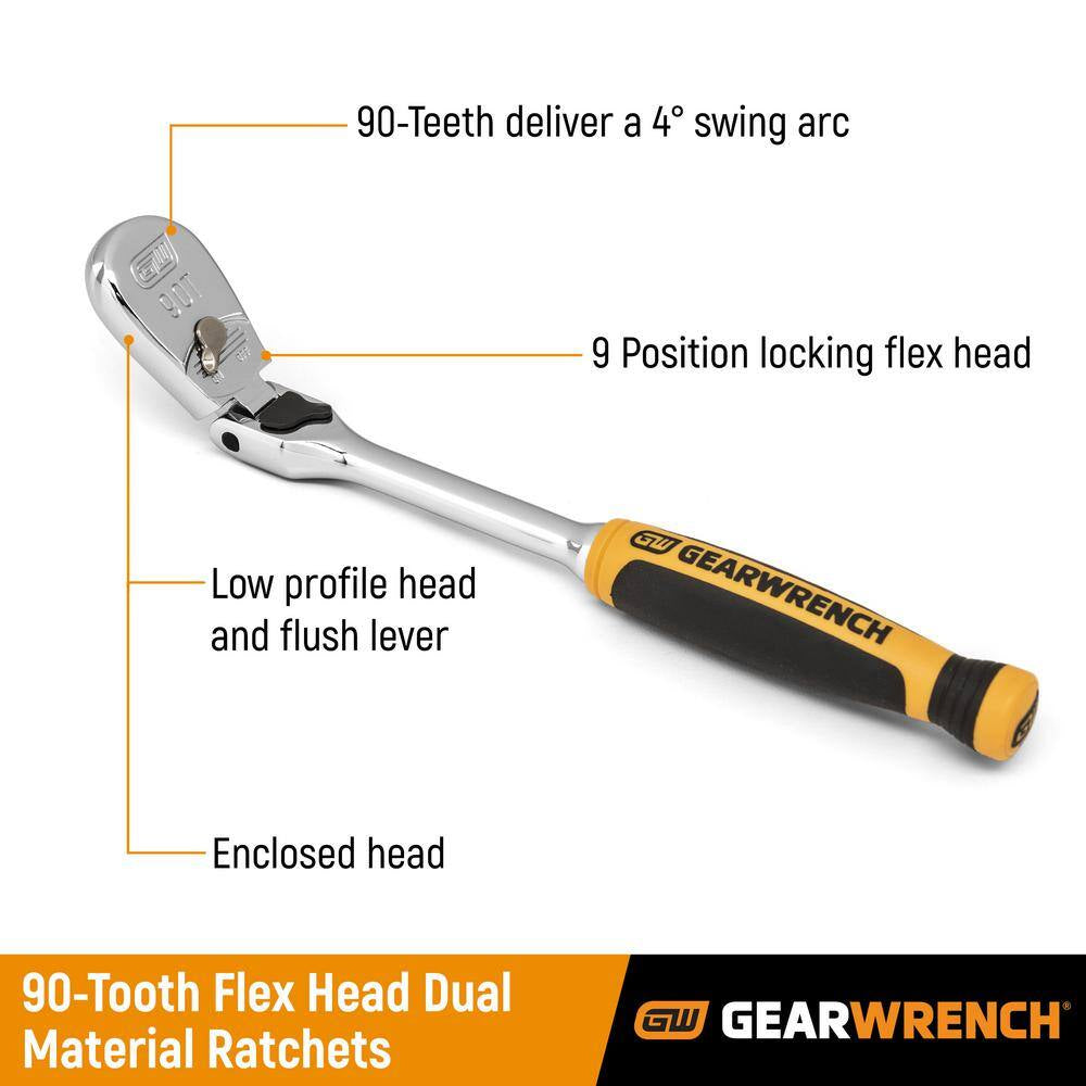 1/4 In. and 3/8 In. Drive 90-Tooth Dual Material Teardrop Ratchet Set (3-Pieces)