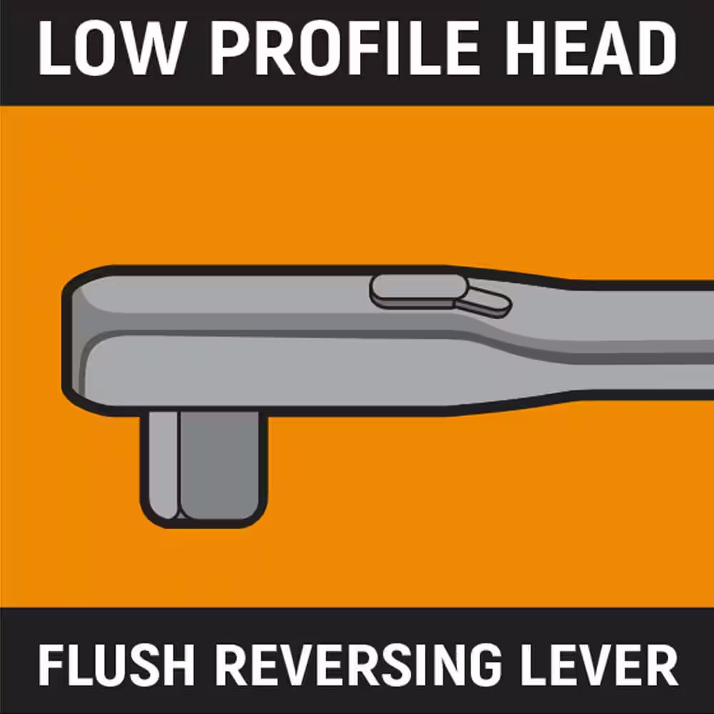 1/2 In. Drive 90-Tooth Flex Head Teardrop Ratchet